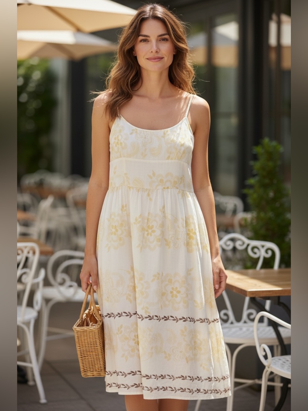Ann Taylor Cotton Embroidered Maxi Sundress Size 16 Spring Summer Feminine